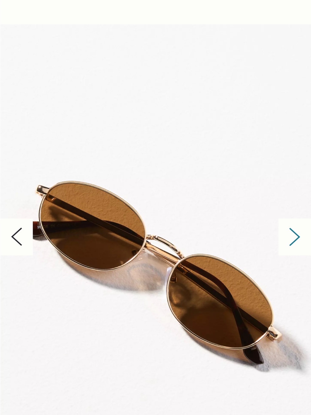 Anthropologie Gold Frame Brown Lens Oval Sunglasses